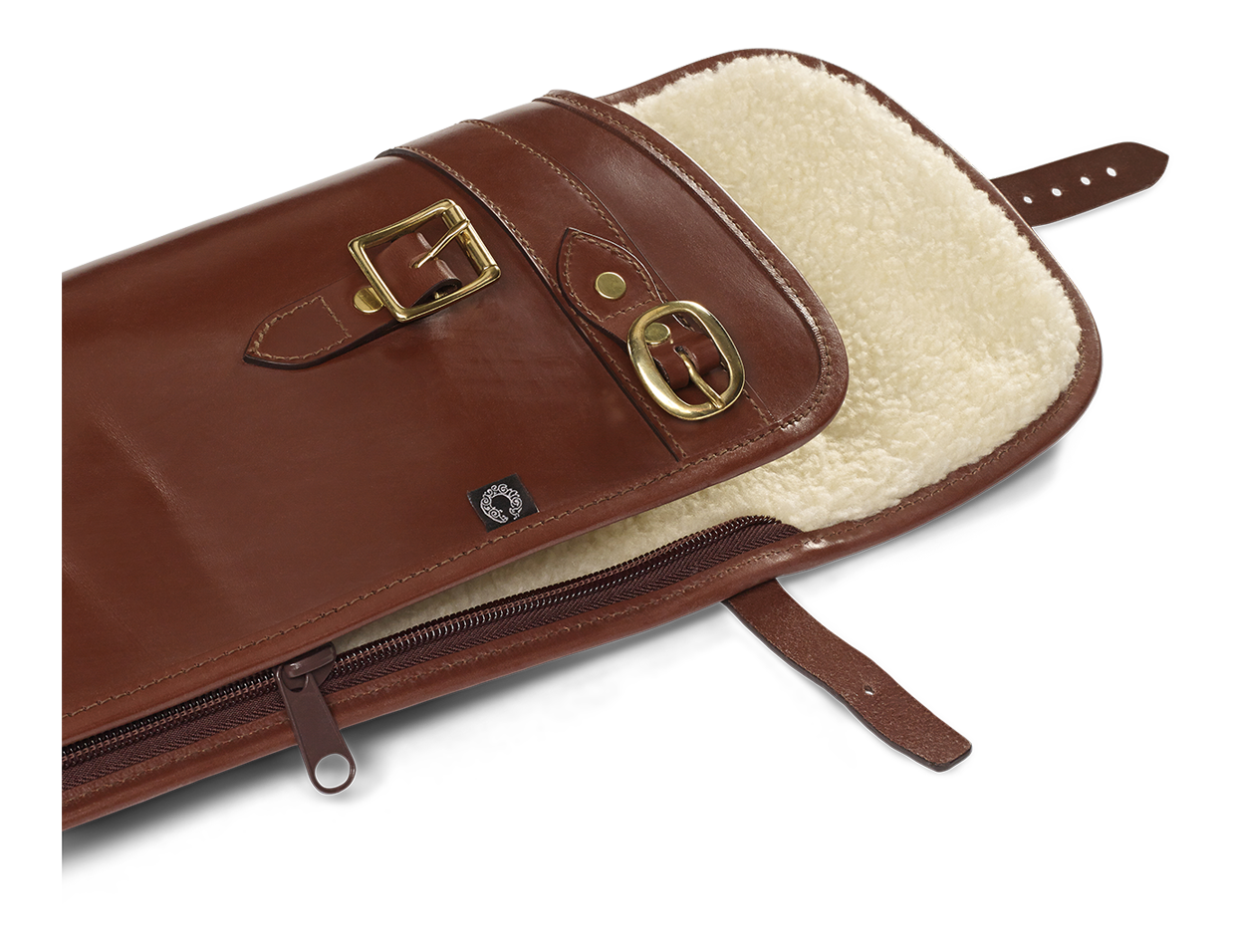 Croots Malton Bridle Leather Shotgun Slip with Flap and Zip - Chestnut