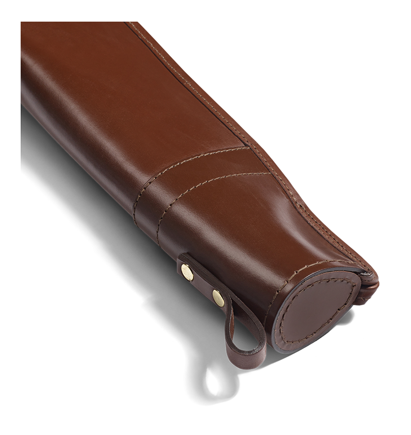 Croots Malton Bridle Leather Shotgun Slip with Flap and Zip - Chestnut