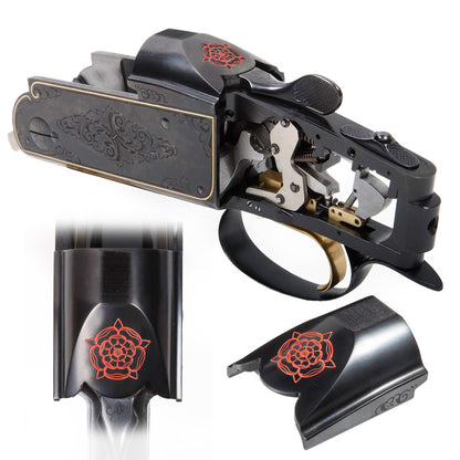 K-80 Top Latch, Blued with Red Tudor Rose