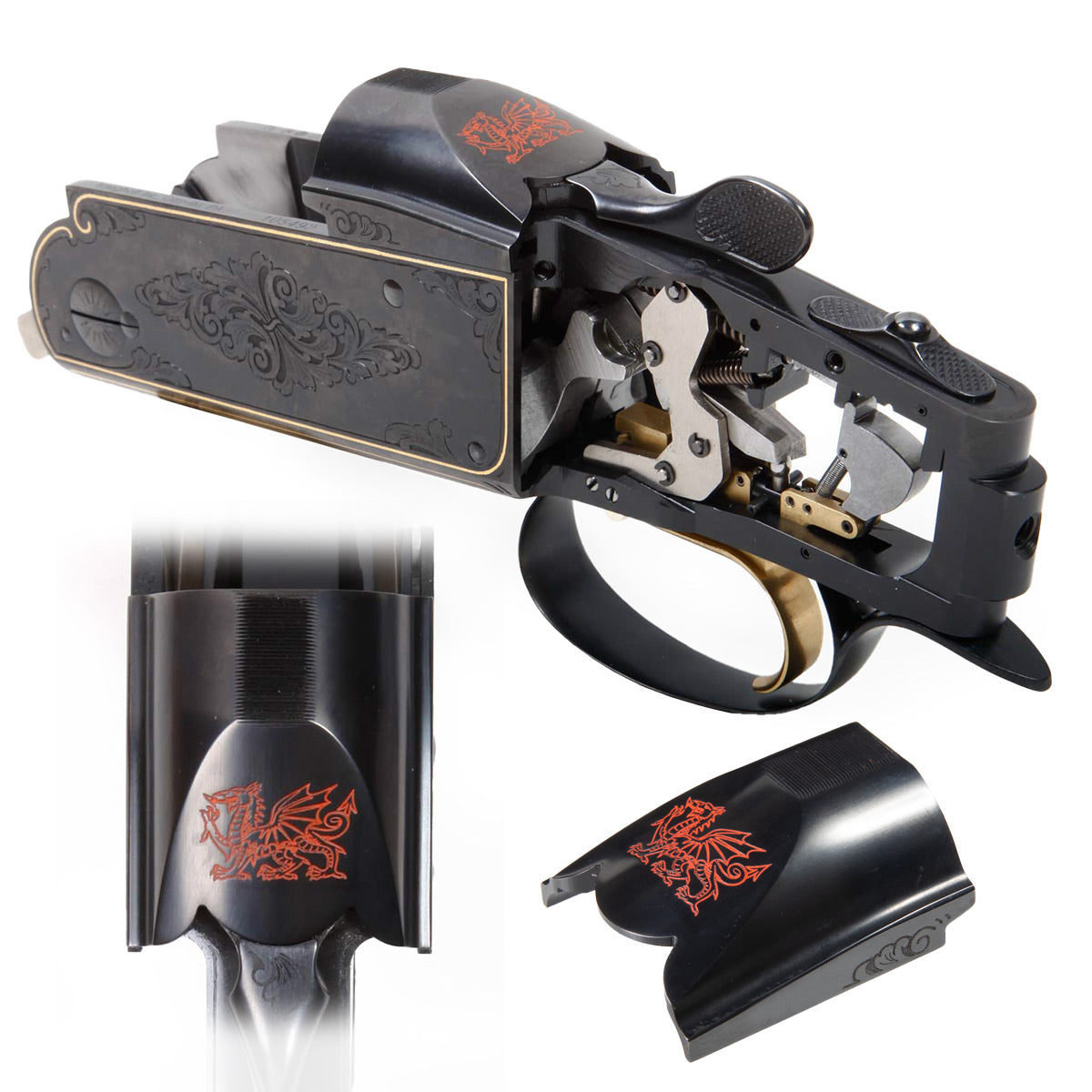 K-80 Top Latch, Blued with Welsh Dragon